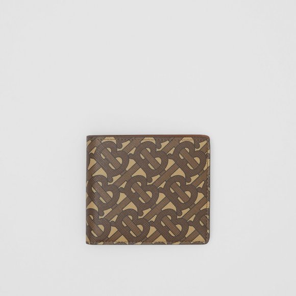 Burberry Monogram Print E-canvas Bifold Wallet - Picture 1 of 3